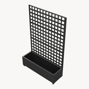 Skillevæg Toma med blomsterkasse i stål 190x82x38 cm sort [casa.pro]