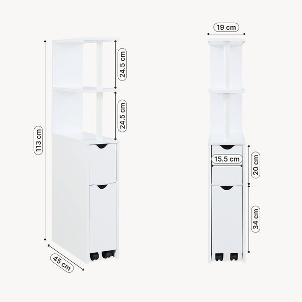 Nichehylde med udtræk Fadeskimma 113x19x45 cm Hvid [en.casa]