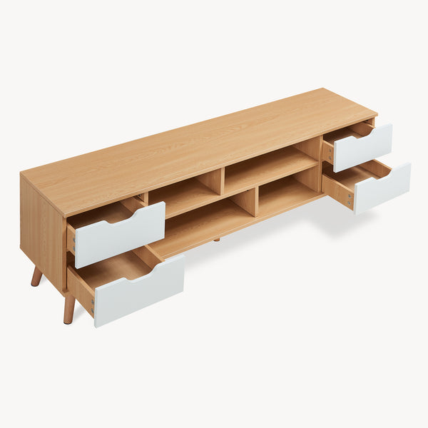 TV-møbel Bordkak 140x30x45 cm egetræslook/hvid [en.casa]