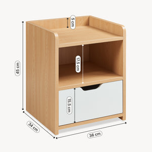 Sengebord Bordkak 45x36x34 cm egetræslook/hvid [en.casa]