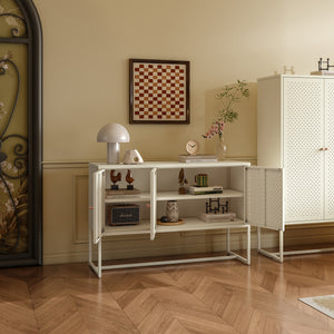 Sideboard Viitasaari 120x40x80 cm stål cremehvid [en.casa]