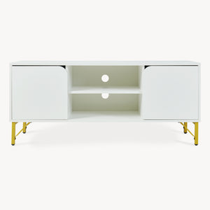 TV-skab Reyri 120x39x52 cm Hvid/Guldfarvet [en.casa]