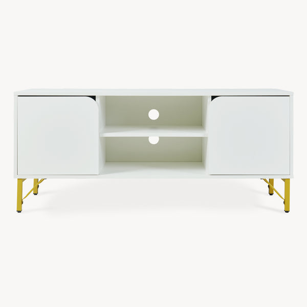 TV-skab Reyri 120x39x52 cm Hvid/Guldfarvet [en.casa]