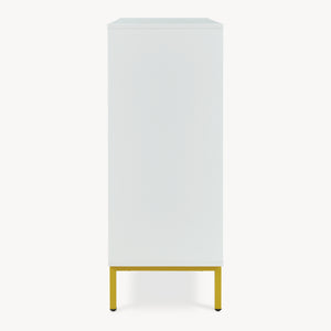 Sideboard Reyri 90x80x35 cm Hvid/Guldfarvet [en.casa]