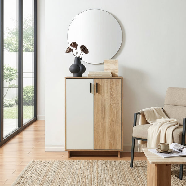 Skab Kenta 90x60x35 cm Sonoma-eg udseende/hvid [en.casa]