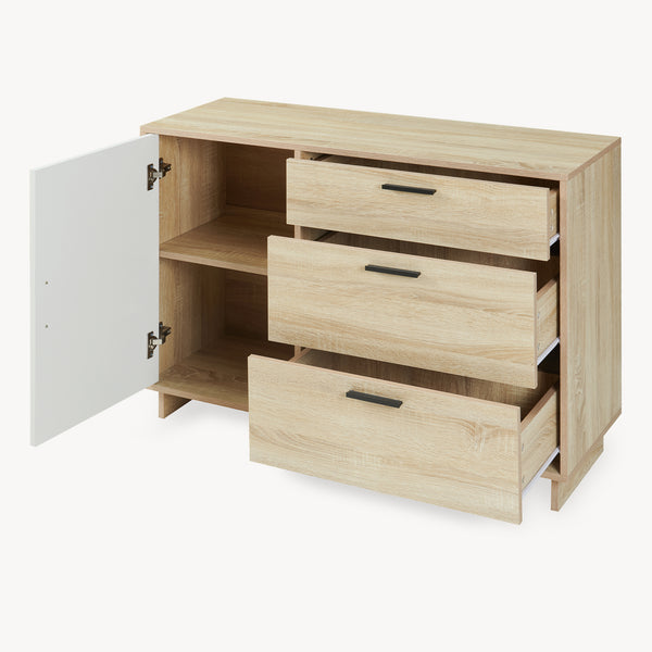 Skænk Kenta 100x35x72 cm Sonoma-eg-look/hvid [en.casa]