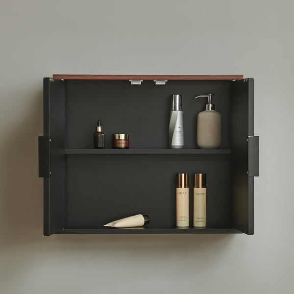 Spejlskab Trond 50x60x15 cm Sort/Valnøddeudseende [en.casa]