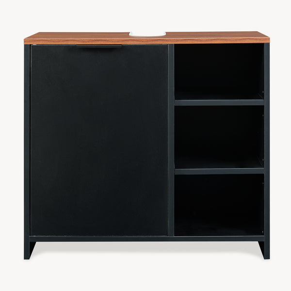 Vaskeskab Trond 60x66x30 cm Sort/Valnøddeudseende [en.casa]
