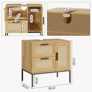 Vaskeskab Marhasa 60x60x40 cm Eg-look/Sort [en.casa]