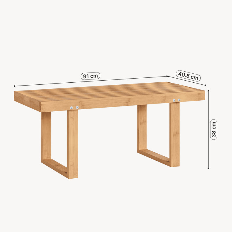 Målskitse Bænk Aarela 91x41x38 cm Bambus [en.casa]