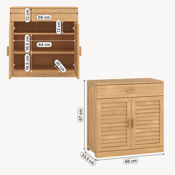 Skoskab Aarela 67x66x34 cm bambus [en.casa]