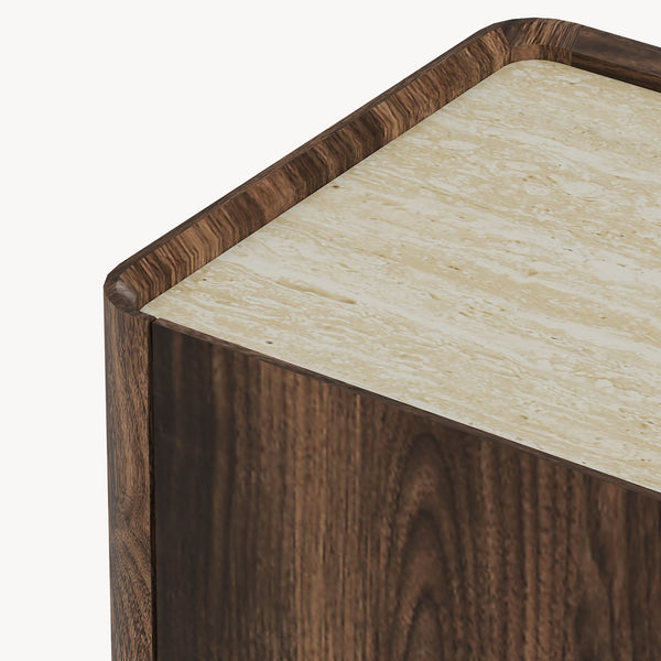 Sideboard Trorlon 160x40x83 cm valnøddeoptik/travertin [en.casa]