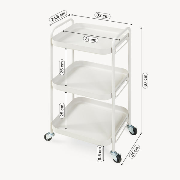 Serveringsvogn Kelevn 67x33x31 cm Stål Grå [en.casa]