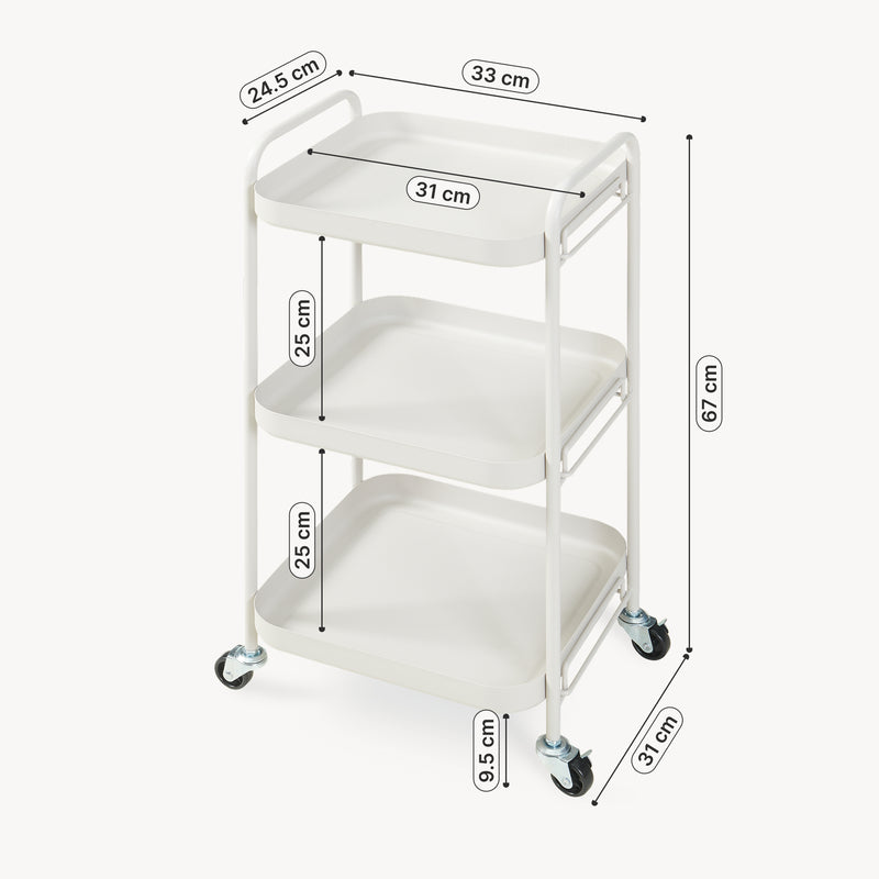 Målskitse Serveringsvogn Kelevn 67x33x31 cm Stål Grå [en.casa]