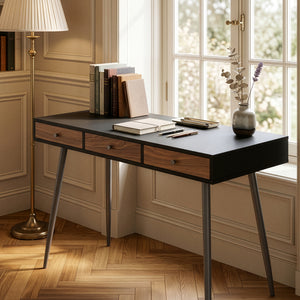 Skrivebordsskammel 115x48x76 cm Sort/Valnøddetrælook [en.casa]