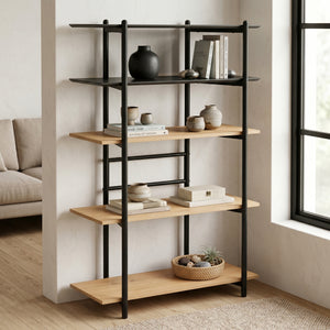 Bogreol Kappespoo 124x80x35 cm Sort/Egeoptik [en.casa]