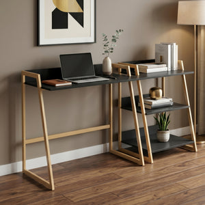 Skrivebord Kuomi 84x73x47 cm Beige/Mørkegrå [en.casa]