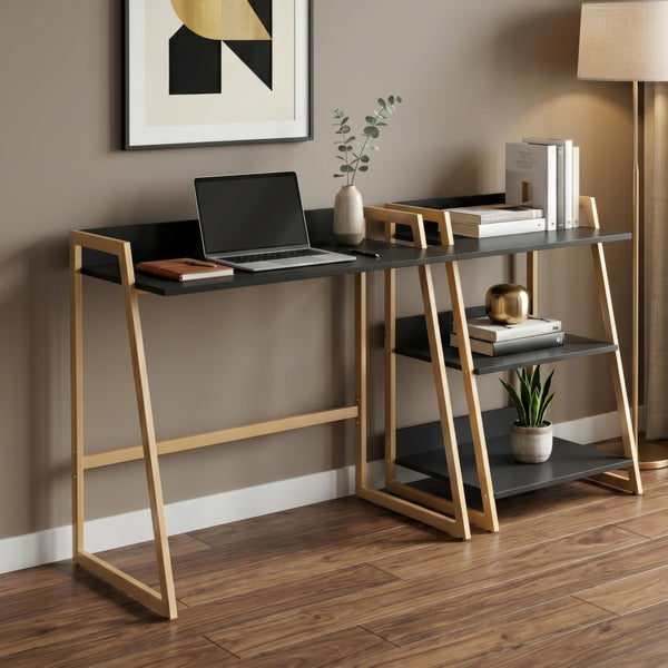Skrivebord Kuomi 84x73x47 cm Beige/Mørkegrå [en.casa]