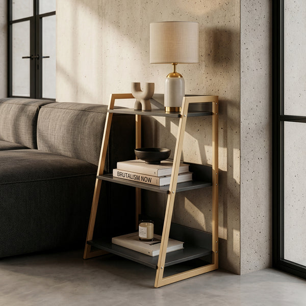 Reol Kuomi 84x53x47 cm Beige/Mørkegrå [en.casa]