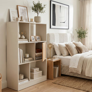 Bogreol Karena 112x70x30 cm Cremehvid/Ege-look [en.casa]