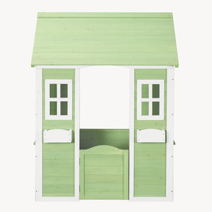 Børnehus Kuoldsvin Grantræ 144x102x90 cm Grøn/Hvid [en.casa]