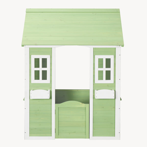 Børnehus Kuoldsvin Grantræ 144x102x90 cm Grøn/Hvid [en.casa]