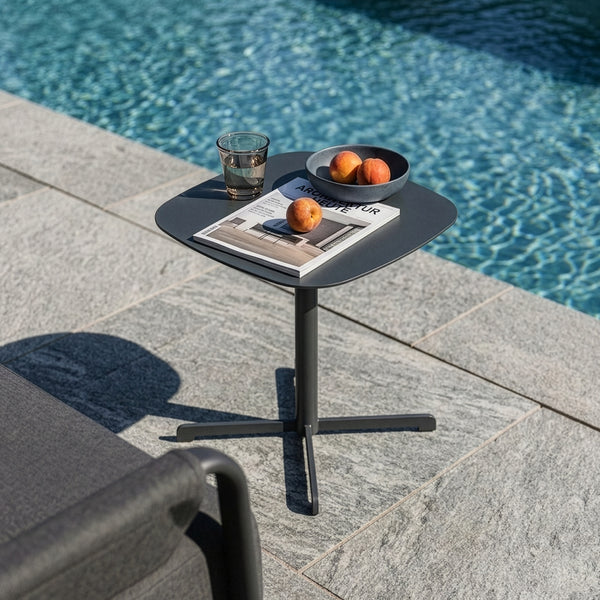 Udendørs sidebord Foggia 43x40x40 cm stål antracitgrå [casa.pro]