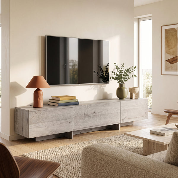 TV-skab Kapipimso med 3 klapper 194x31x37 cm egetræslook, grå [en.casa]