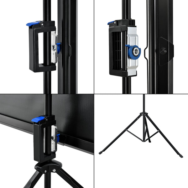 [in.tec] Projektorlærred-Projektorskærm med stativ - 213x216x65cm - 113 inch / 287 cm - HD / 3D - PVC belægning - Gain: 1,1 - Tripod