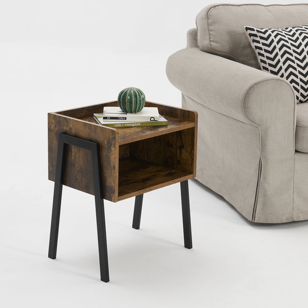 [en.casa] Stabelbart bord - 52x42x35cm - metal - spånplade - sort - træ farvet
