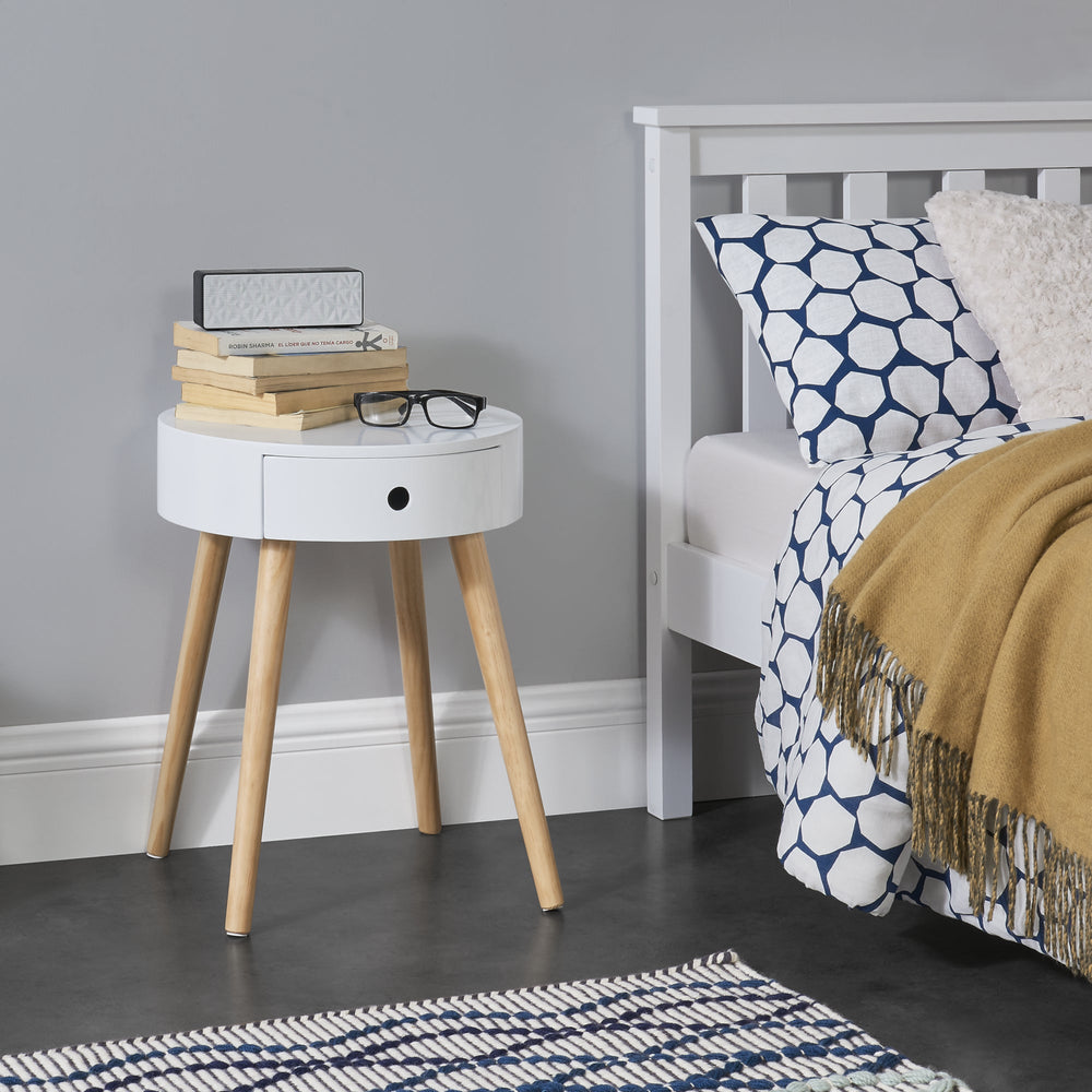 Natbord Aurich 50x38x38 cm med skuffe retrodesign hvid en.casa - premiumXL