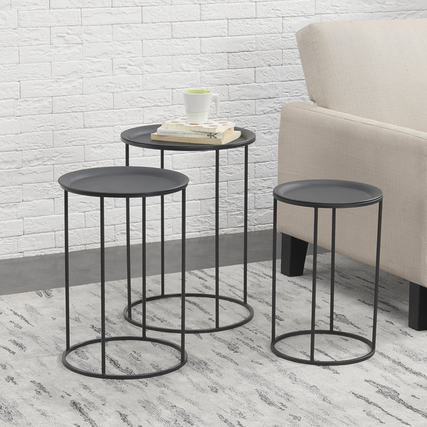  [en.casa] Sofabord sæt - 3 stk. - 45x30cm/50x35cm/55x40cm - metal - sort