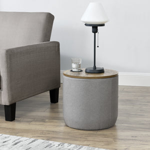[en.casa] Sofabord med opbevaringsplads - tekstil/spånplade - 41xØ43cm - træ optik/grå