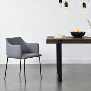 [en.casa] Polstret stol - 76x52x53cm - metal/tekstil - grå/sort