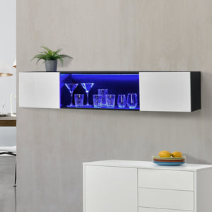 Ophængstavle Thabong 150x30x30 cm med LED-belysning sort/hvid en.casa