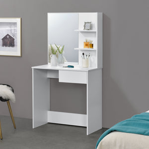 Toiletbord Rustenburg 141x75x40 cm med spejl og skuffe hvid en.casa