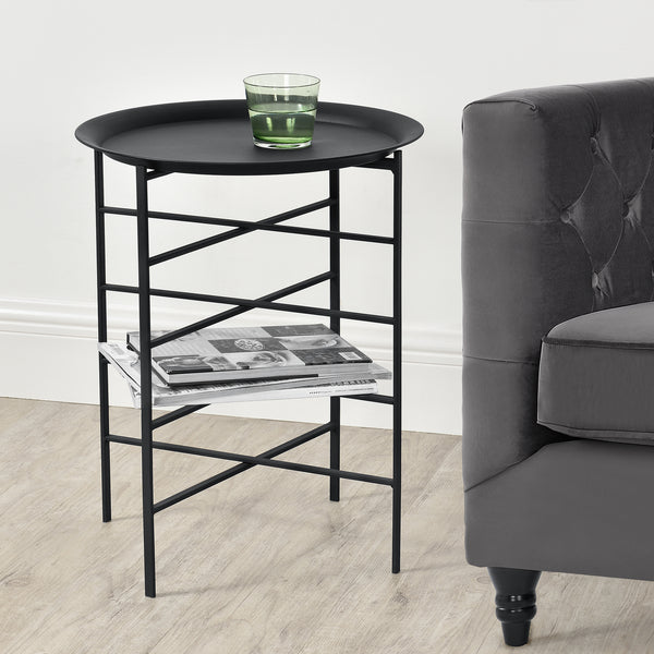 Sidebord Wiltz 40x40x53 cm metal sort en.casa