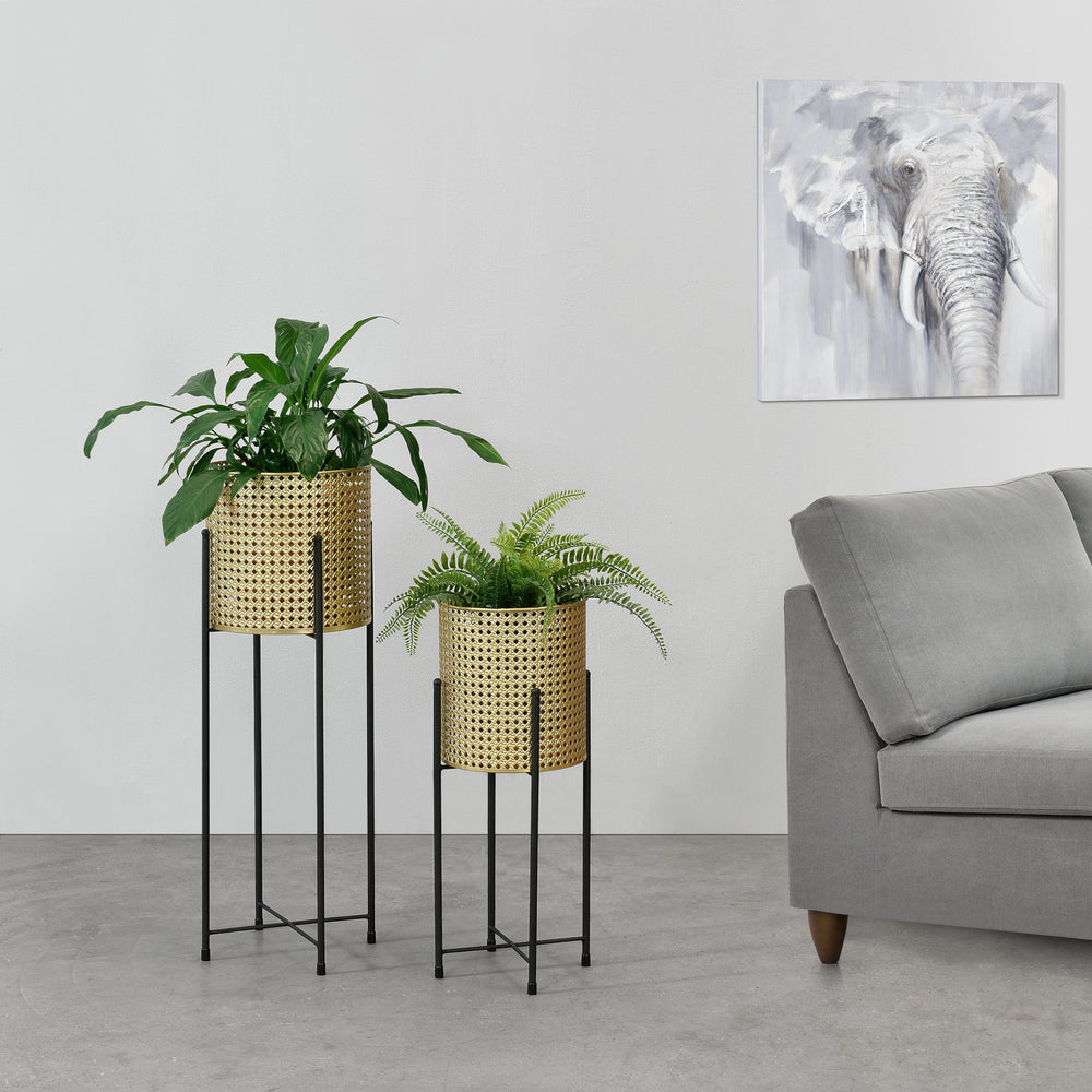 Blomsterpotteholder Mol 2 - dele Sort - Guld farve en.casa - premiumXL