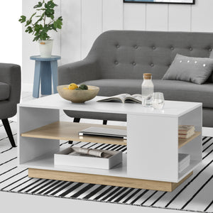 Sofabord Trelleborg 100x60x46 cm med 2 hylder hvid/eg en.casa