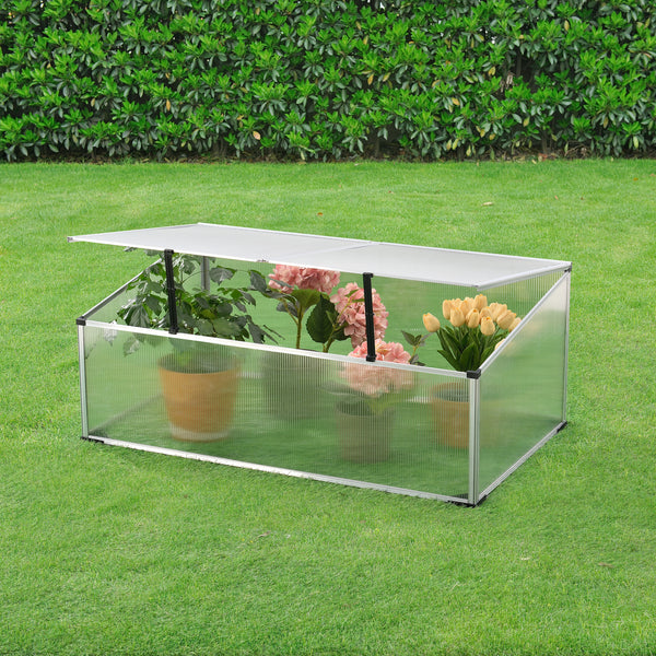 Hoorn køleramme med tag opdelt i grene 100x60x40 cm aluminium polycarbonat en.casa