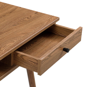 Habo skrivebord med hylde og skuffe 115x48x74cm Mørkt træ en.casa