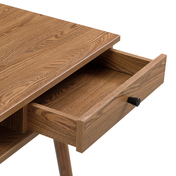 Habo skrivebord med hylde og skuffe 115x48x74cm Mørkt træ en.casa