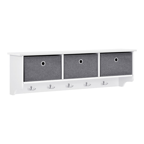 Vægknagerække Horsens med opbevaringsbokse 100x20x30cm hvid/grå en.casa