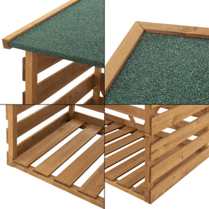 Brændeskjul 123x116x64cm naturligt grantræ [en.casa].