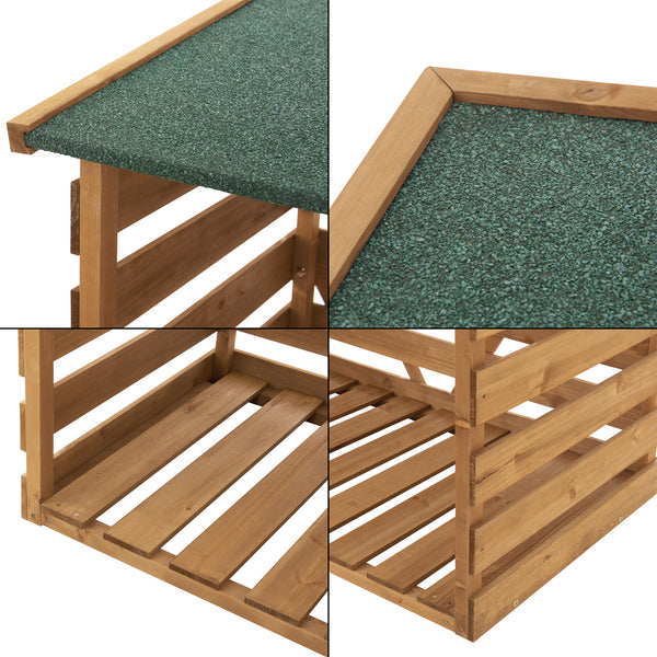 Brændeskjul 123x116x64cm naturligt grantræ [en.casa].