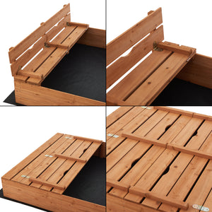 Campillos sandkasse med siddepladser 23,5 x 118 x 114 cm naturtræ [en.casa].