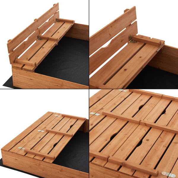 Campillos sandkasse med siddepladser 23,5 x 118 x 114 cm naturtræ [en.casa].