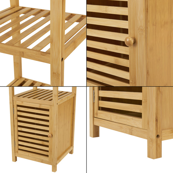 Bambushylde Liminka badeværelseshylde med skabslåge 140x34x33cm [en.casa].
