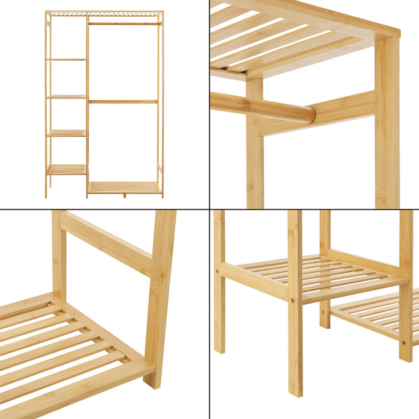 Knagerække Eurajoki 139x100x40 cm naturlig bambus [en.casa].