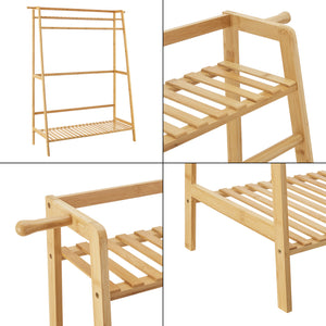 Garderobestativ Föglö 139 x 100 x 40 cm naturlig bambus [en.casa].